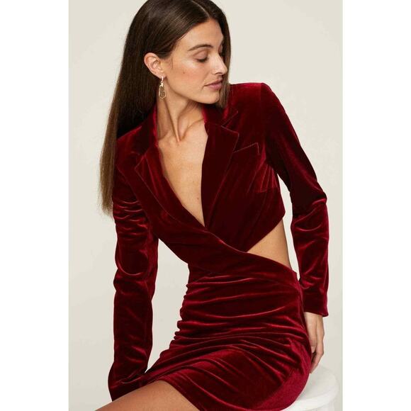 Nicholas Gabriela Blazer Dress in Maroon Size 4 - Picture 3 of 11